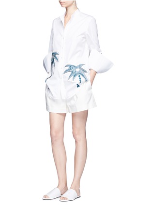 Figure View - Click To Enlarge - VICTORIA, VICTORIA BECKHAM - Palm tree embroidered patch cotton shirt