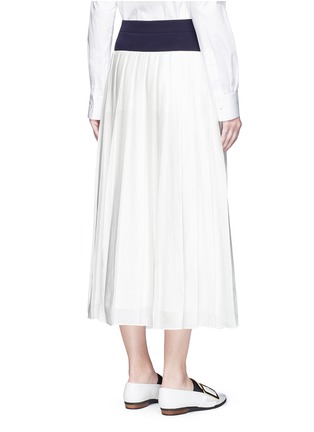 Back View - Click To Enlarge - VICTORIA, VICTORIA BECKHAM - Contrast waistband pleated midi skirt