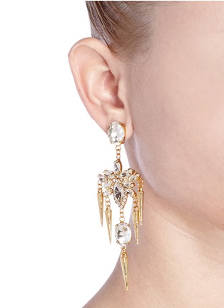 Figure View - Click To Enlarge - KENNETH JAY LANE - Chandelier crystal spike drop earrings