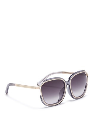 Figure View - Click To Enlarge - CHLOÉ - 'Jayme' metal temple square resin sunglasses