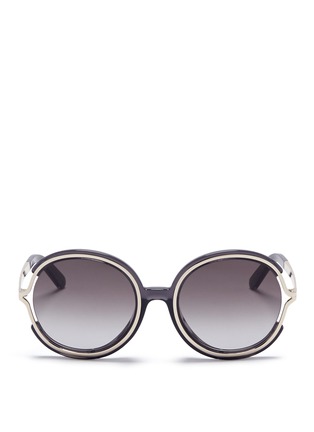 Main View - Click To Enlarge - CHLOÉ - 'Jayme' metal temple round resin sunglasses