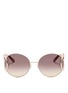 Main View - Click To Enlarge - CHLOÉ - 'Jackson' open teardrop temple metal round sunglasses