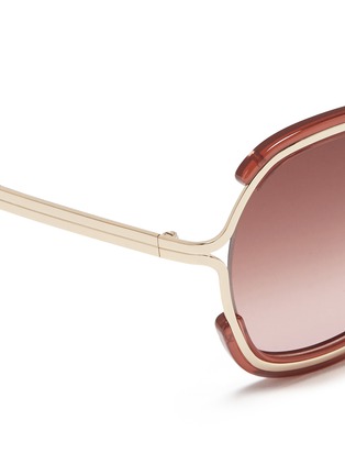 Detail View - Click To Enlarge - CHLOÉ - Metal rim acetate angular round sunglasses