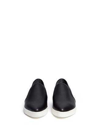 Front View - Click To Enlarge - VINCE - 'Pierce' perforated leather skate slip-ons