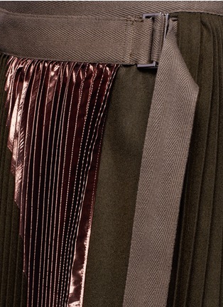 Detail View - Click To Enlarge - SACAI - Lamé pleated flannel wrap midi skirt