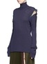 Front View - Click To Enlarge - MUVEIL - Crepe insert ribbon tie turtleneck knit