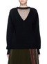 Main View - Click To Enlarge - TOGA ARCHIVES - Fishnet mesh V-neck wool sweater