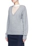 Front View - Click To Enlarge - TOGA ARCHIVES - Fishnet mesh V-neck marled wool sweater