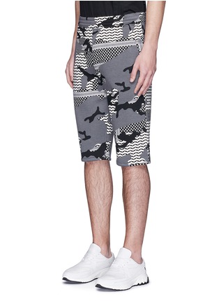 Front View - Click To Enlarge - NEIL BARRETT - Keffiyeh check camouflage print bonded shorts