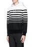 Front View - Click To Enlarge - NEIL BARRETT - Nautical stripe print bonded jersey hoodie