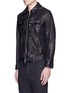 Front View - Click To Enlarge - NEIL BARRETT - Washed leather zip jacket