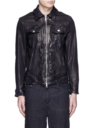 Main View - Click To Enlarge - NEIL BARRETT - Washed leather zip jacket