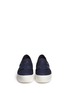 Front View - Click To Enlarge - OPENING CEREMONY - 'Binx' contrast trim cutout denim flatform slip-ons
