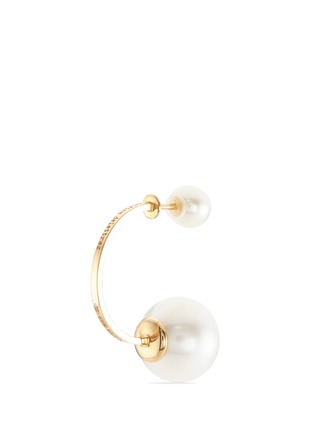 Detail View - Click To Enlarge - DELFINA DELETTREZ - Diamond pearl 18k yellow gold single earring
