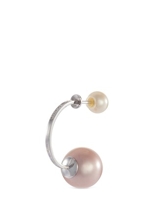 Detail View - Click To Enlarge - DELFINA DELETTREZ - Diamond freshwater pearl 18k white gold single earring