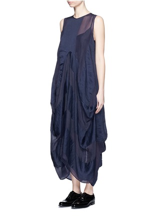 Front View - Click To Enlarge - UMA WANG - Patchwork linen-silk dress