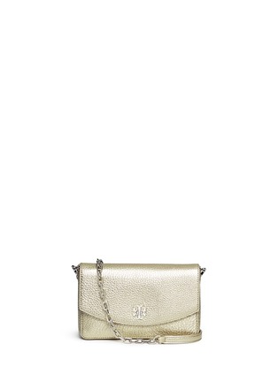Main View - Click To Enlarge - TORY BURCH - 'Mercer Classic' logo lock leather crossbody bag