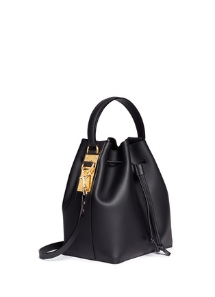 Front View - Click To Enlarge - SOPHIE HULME - Drawstring large leather bucket bag