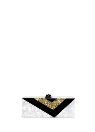 Main View - Click To Enlarge - EDIE PARKER - 'Flavia Vee' pearlescent confetti acrylic clutch