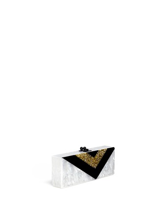 Figure View - Click To Enlarge - EDIE PARKER - 'Flavia Vee' pearlescent confetti acrylic clutch