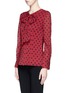 Front View - Click To Enlarge - ST. JOHN - Polka dot neck tie blouse