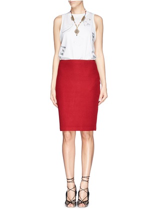 Figure View - Click To Enlarge - ST. JOHN - Textured wool blend knit pencil skirt