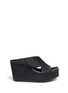 Main View - Click To Enlarge - PEDRO GARCIA  - 'Dita' perforated suede wedge mule sandals