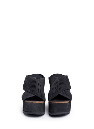 Figure View - Click To Enlarge - PEDRO GARCIA  - 'Dita' perforated suede wedge mule sandals
