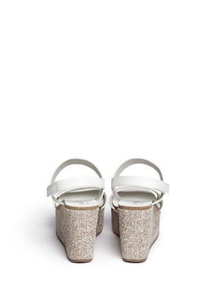 Back View - Click To Enlarge - PEDRO GARCIA  - 'Dulce' burlap wedge leather sandals
