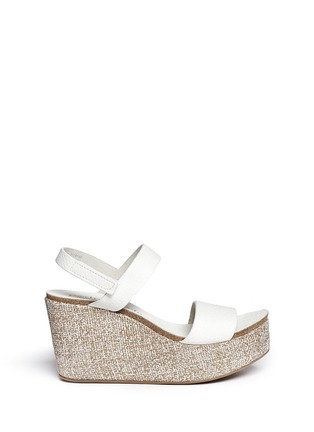 Main View - Click To Enlarge - PEDRO GARCIA  - 'Dulce' burlap wedge leather sandals