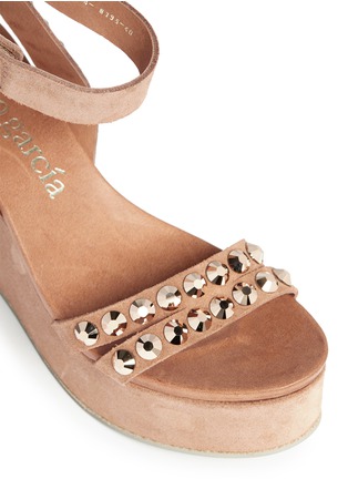 Detail View - Click To Enlarge - PEDRO GARCIA  - 'Desire' jewelled strap suede wedge sandals