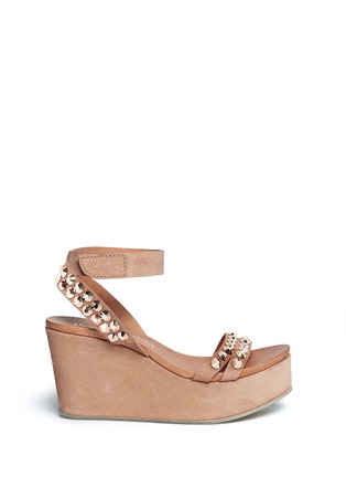 Main View - Click To Enlarge - PEDRO GARCIA  - 'Desire' jewelled strap suede wedge sandals