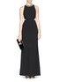 Detail View - Click To Enlarge - ALICE & OLIVIA - 'Adel' leather trim side cutout maxi dress