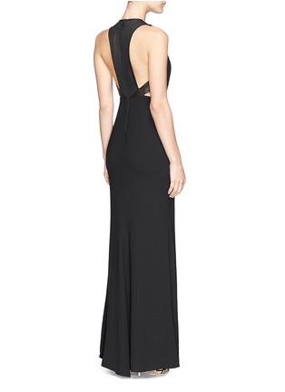 Back View - Click To Enlarge - ALICE & OLIVIA - 'Adel' leather trim side cutout maxi dress