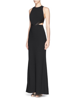 Figure View - Click To Enlarge - ALICE & OLIVIA - 'Adel' leather trim side cutout maxi dress
