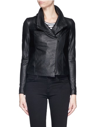 Main View - Click To Enlarge - VINCE - Wool panel lamb leather jacket