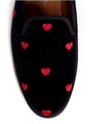 Detail View - Click To Enlarge - STUBBS & WOOTTON - Heart pattern velvet slip-ons