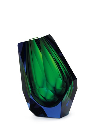 Main View - Click To Enlarge - MOSER - 'Pear' vase - Aquamarine Underlay Reseda