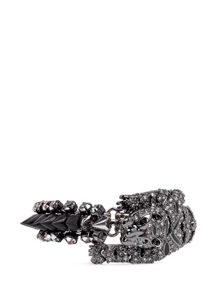 Main View - Click To Enlarge - VENNA - Crystal panther and spike bracelet