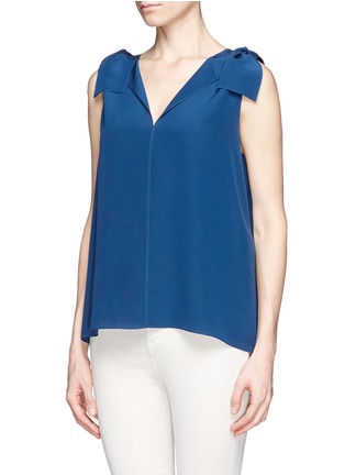 Front View - Click To Enlarge - CHLOÉ - Bow shoulder silk top