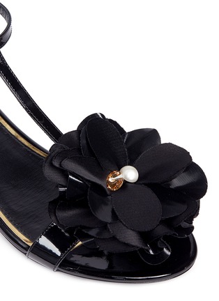 Detail View - Click To Enlarge - LANVIN - Faux pearl floral patent leather sandals