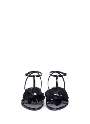 Front View - Click To Enlarge - LANVIN - Faux pearl floral patent leather sandals