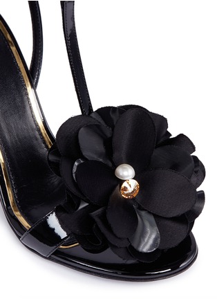Detail View - Click To Enlarge - LANVIN - Jewelled rosette patent leather sandals