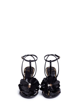 Front View - Click To Enlarge - LANVIN - Jewelled rosette patent leather sandals