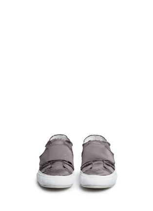 Front View - Click To Enlarge - PEDRO GARCIA  - 'Palmira' Velcro® strap satin and suede sneakers