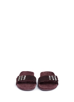 Front View - Click To Enlarge - PEDRO GARCIA  - 'Amelin' Swarovski crystal satin slide sandals