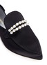 Detail View - Click To Enlarge - STUART WEITZMAN - 'Guamule' pearl embellished satin loafer slides