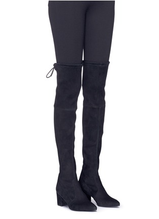 Figure View - Click To Enlarge - STUART WEITZMAN - 'Thigh Land' stretch suede thigh high boots