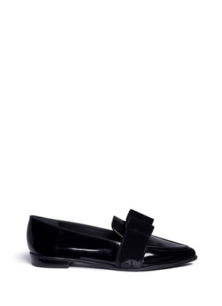 Main View - Click To Enlarge - STUART WEITZMAN - 'Tuxarkana' velvet bow spazzolato leather loafers
