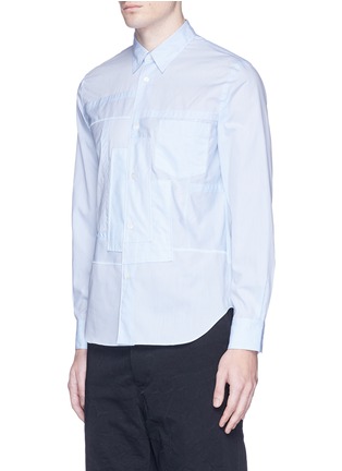 Front View - Click To Enlarge - COMME DES GARÇONS HOMME - Stripe patchwork poplin shirt